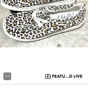 Gypsy Jazz Brown and White Flats with Leopard Print